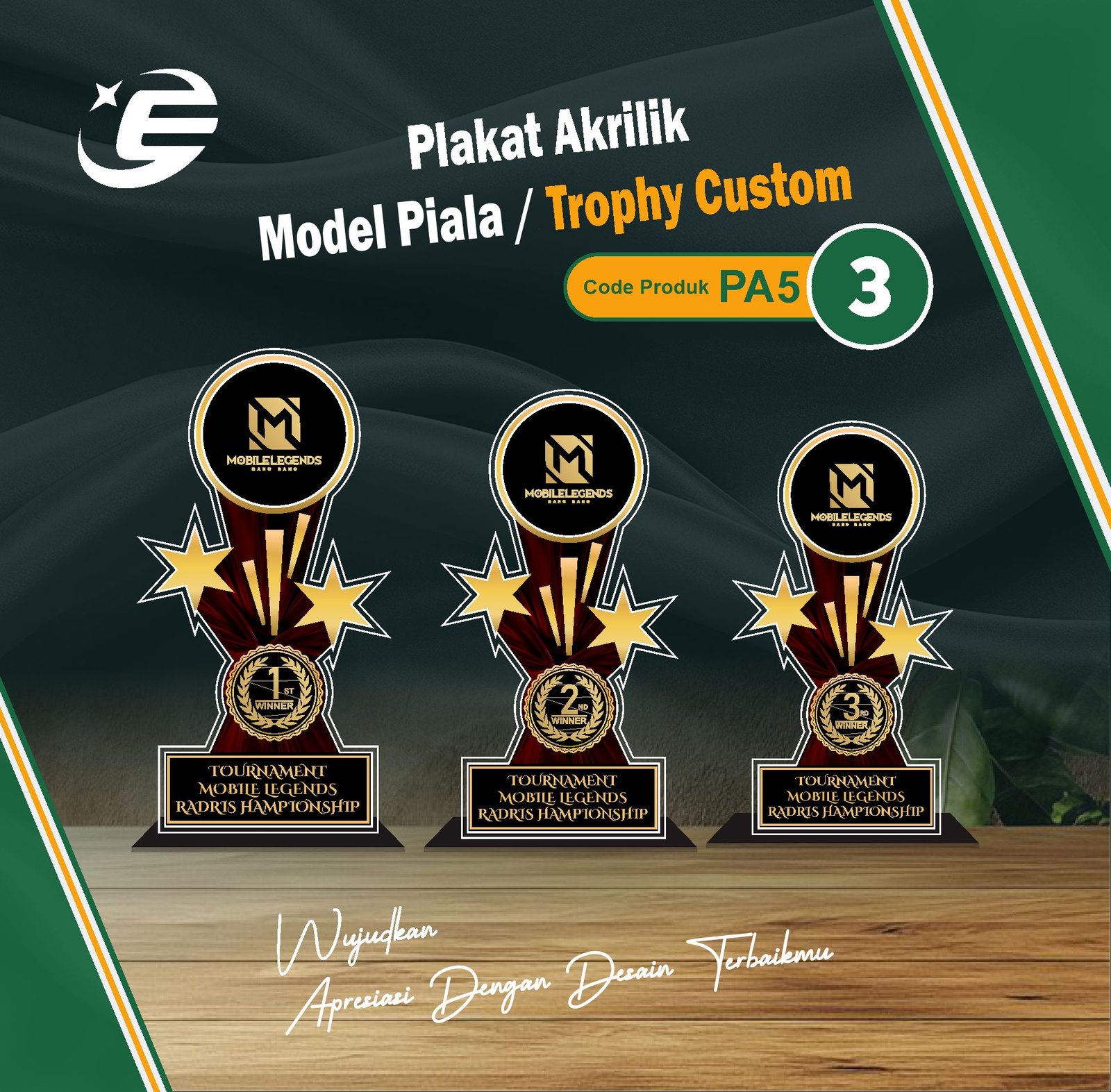 Plakat Akrilik Model Piala / Trophy Custom PA5 (1-10)