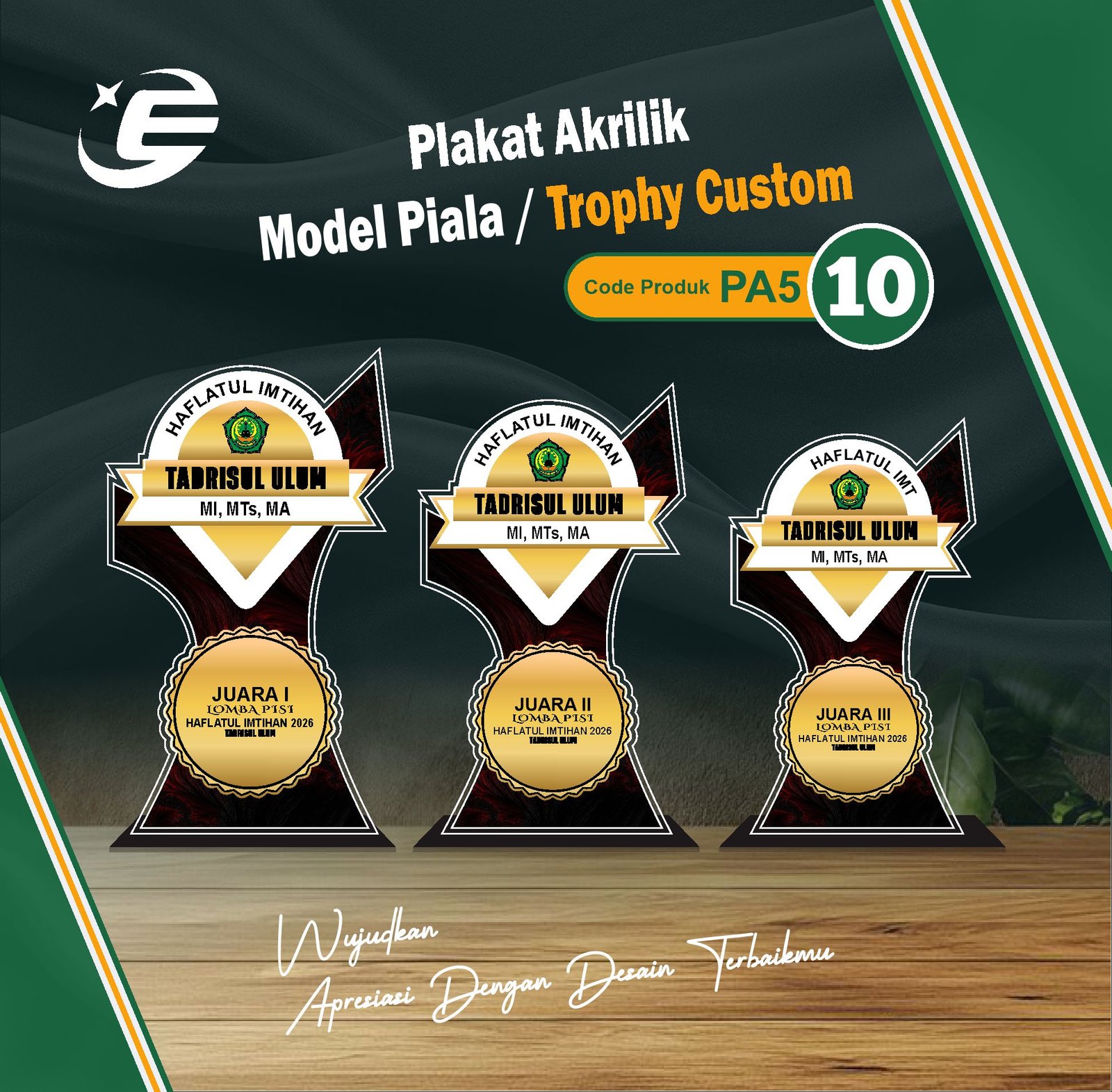 Plakat Akrilik Model Piala / Trophy Custom PA5 (1-10)