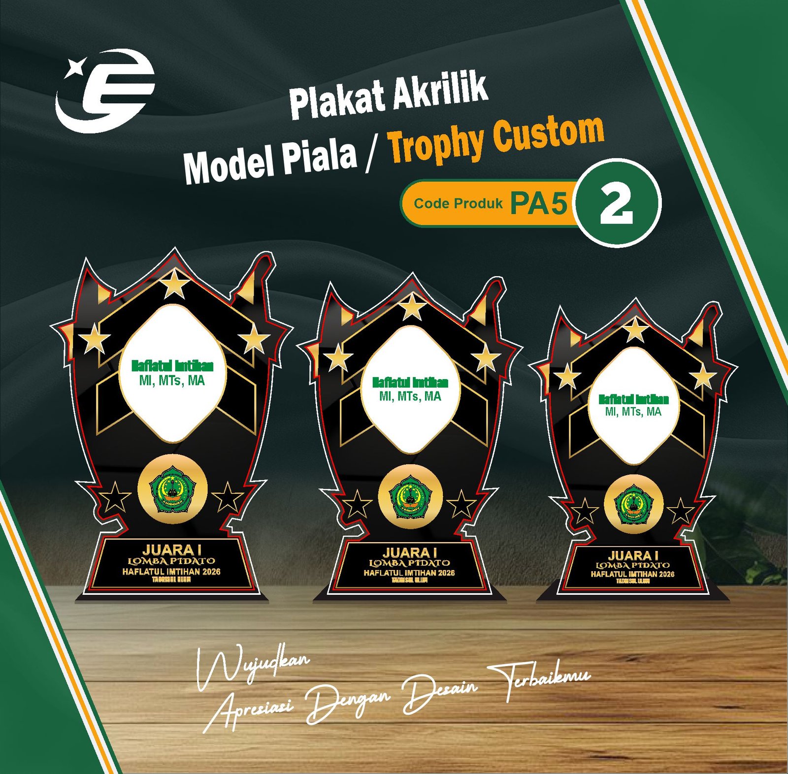 Plakat Akrilik Model Piala / Trophy Custom PA5 (1-10)