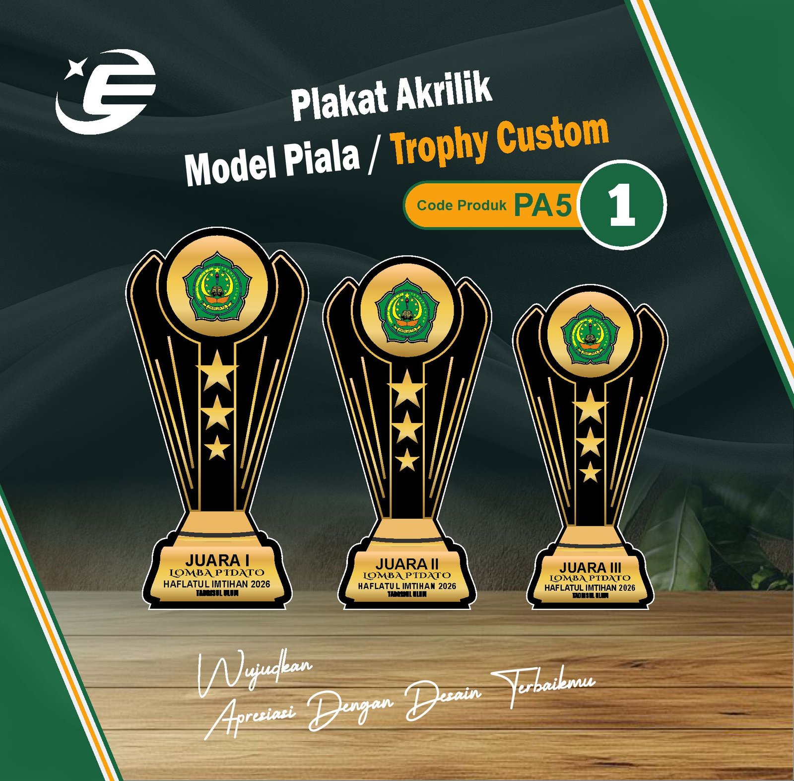 Plakat Akrilik Model Piala / Trophy Custom PA5 (1-10)