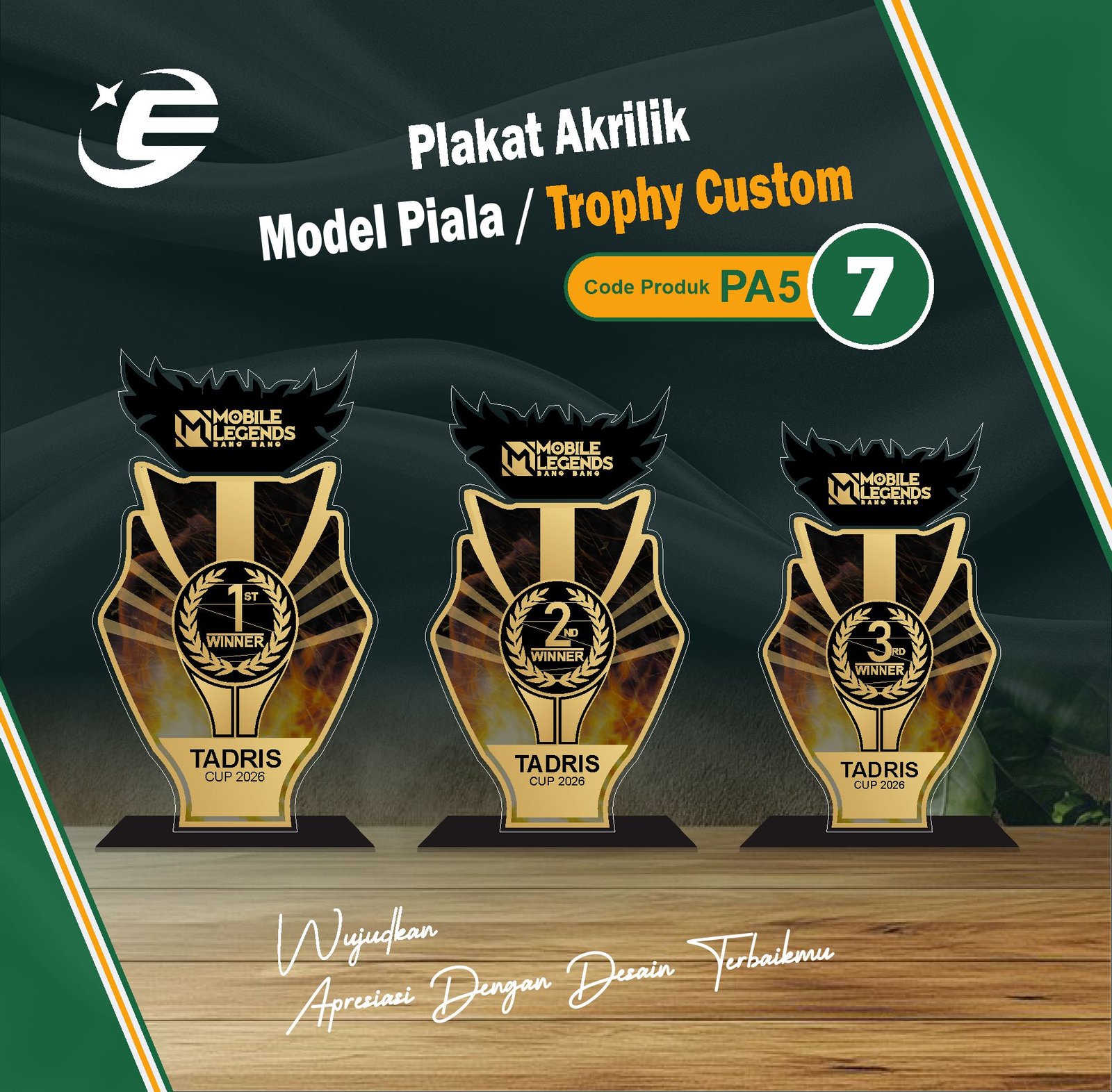 Plakat Akrilik Model Piala / Trophy Custom PA5 (1-10)