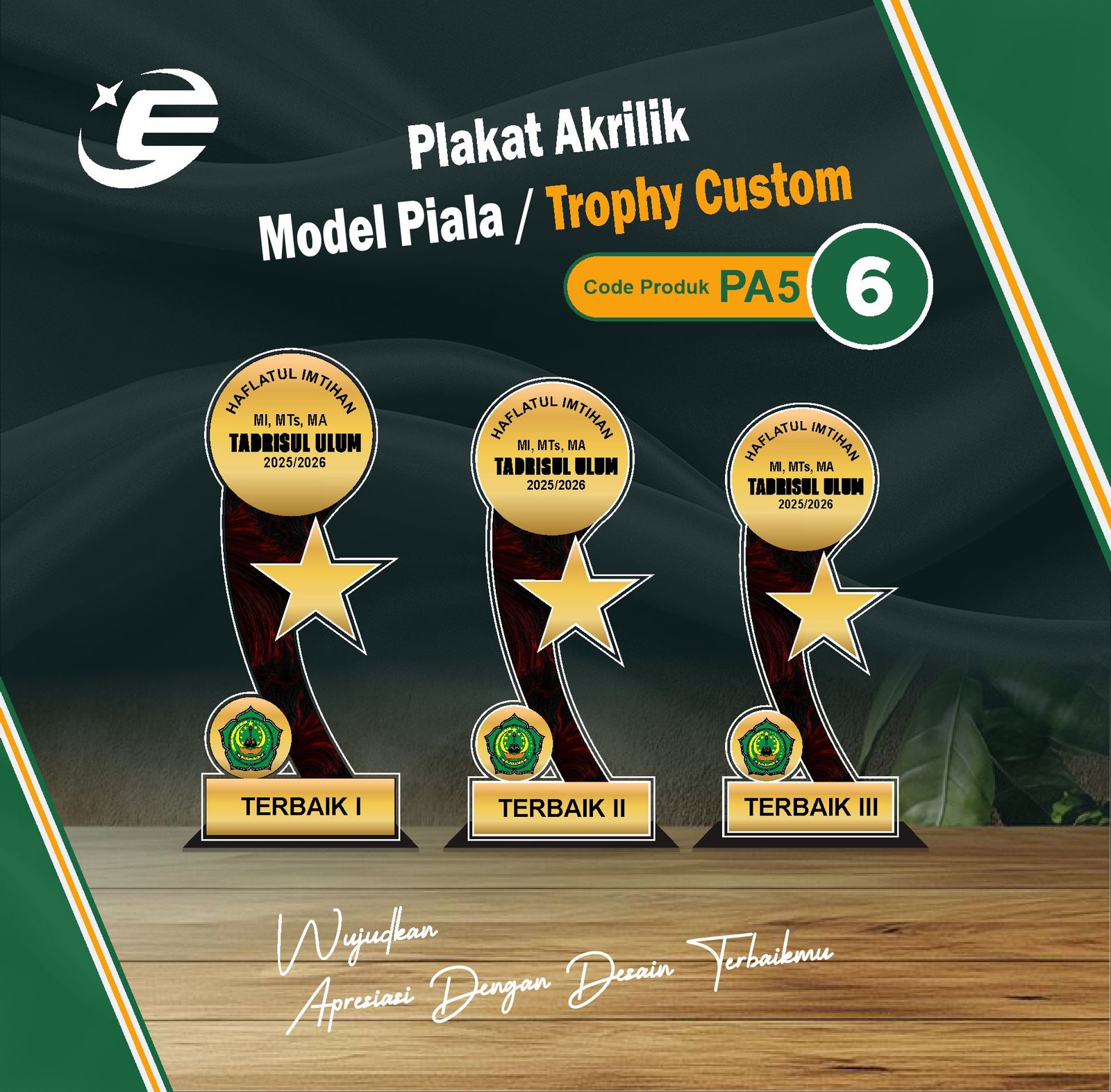 Plakat Akrilik Model Piala / Trophy Custom PA5 (1-10)