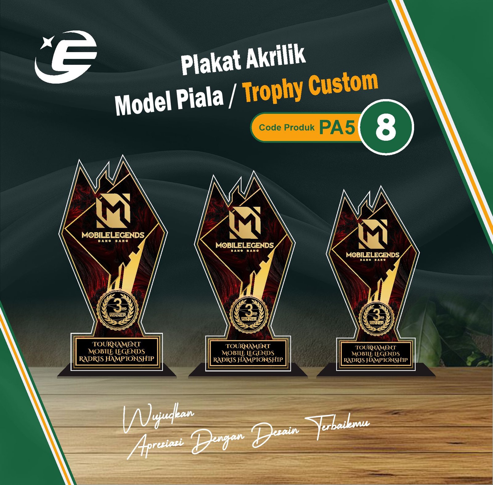 Plakat Akrilik Model Piala / Trophy Custom PA5 (1-10)