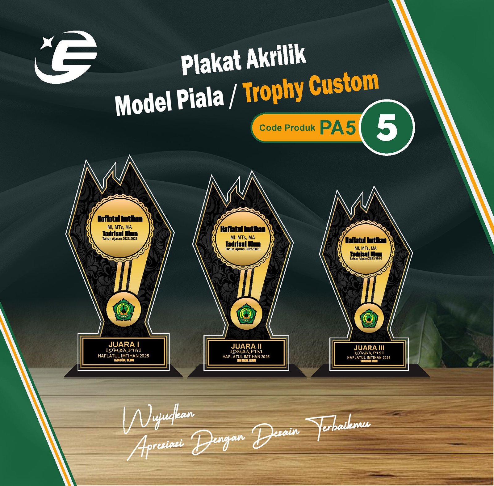 Plakat Akrilik Model Piala / Trophy Custom PA5 (1-10)