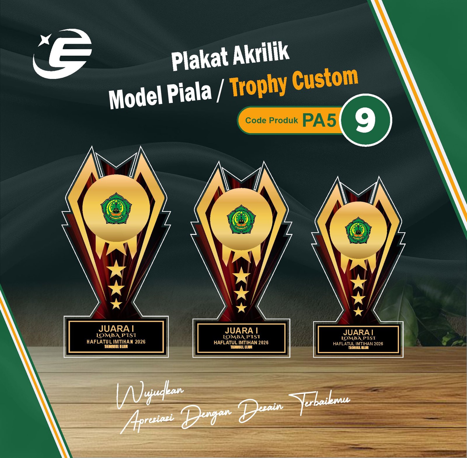 Plakat Akrilik Model Piala / Trophy Custom PA5 (1-10)