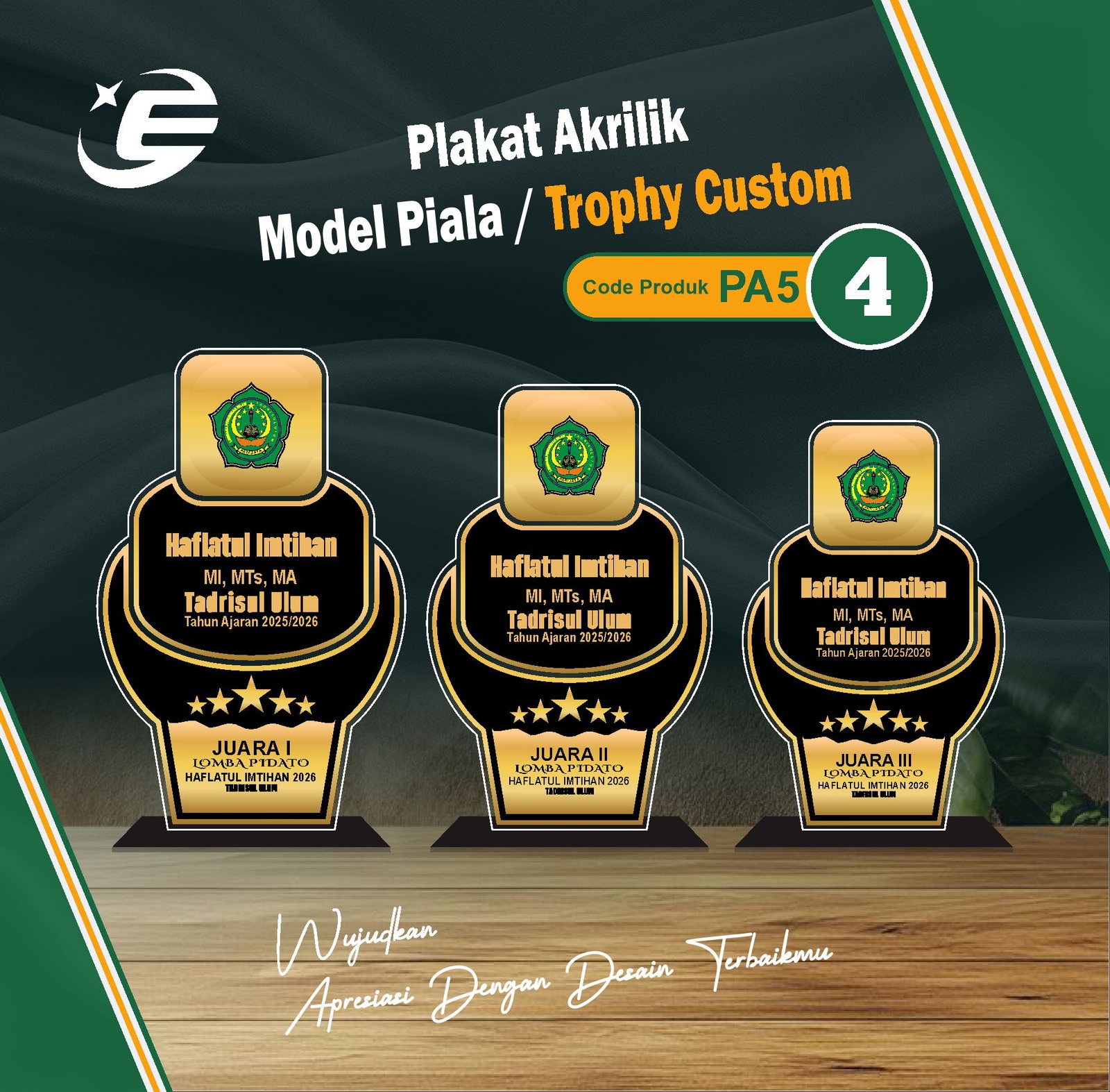 Plakat Akrilik Model Piala / Trophy Custom PA5 (1-10)