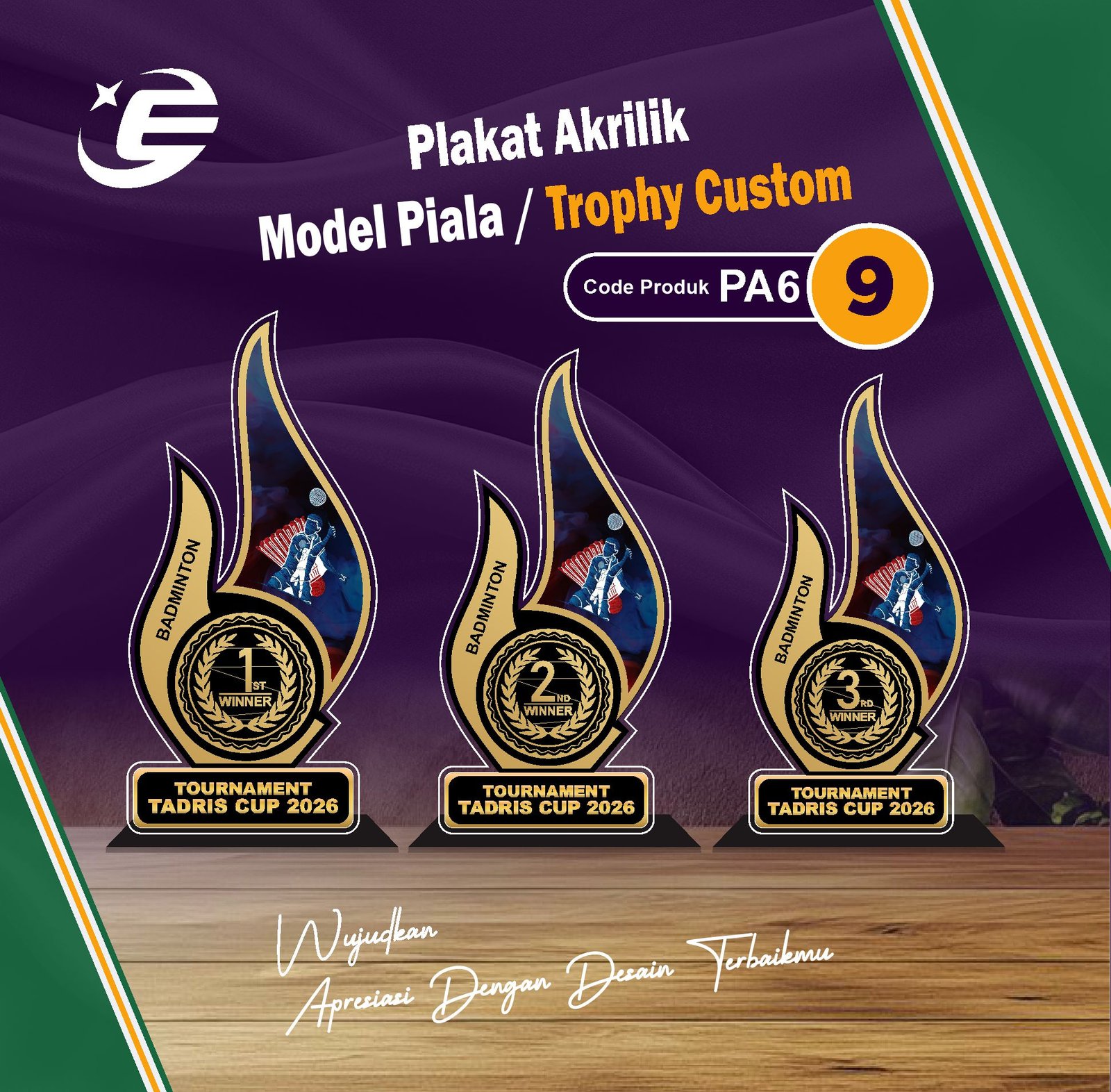 Plakat Akrilik Model Piala / Trophy Custom PA6 (1-10)