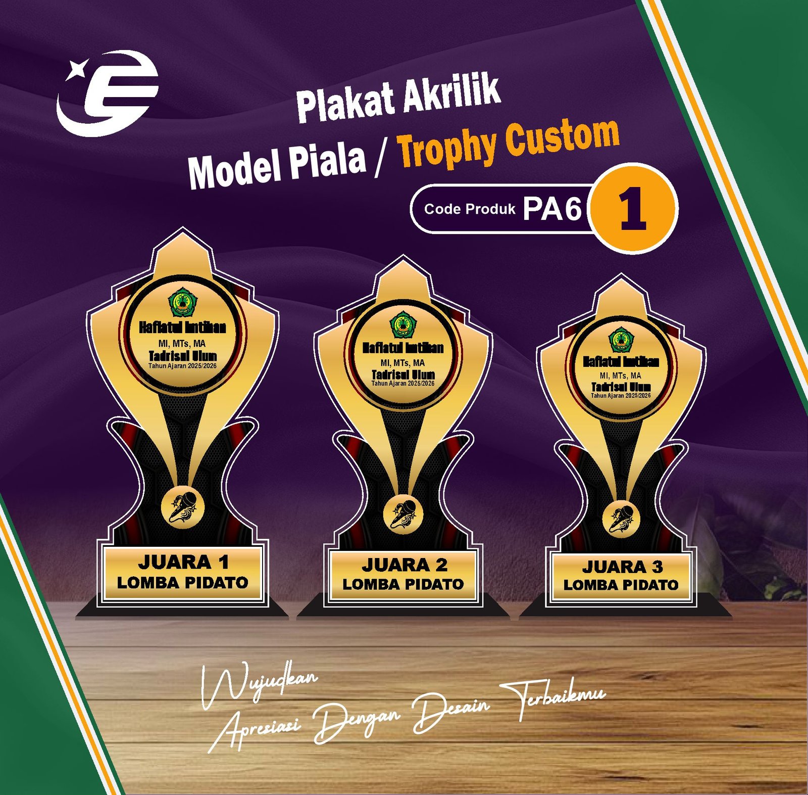 Plakat Akrilik Model Piala / Trophy Custom PA6 (1-10)