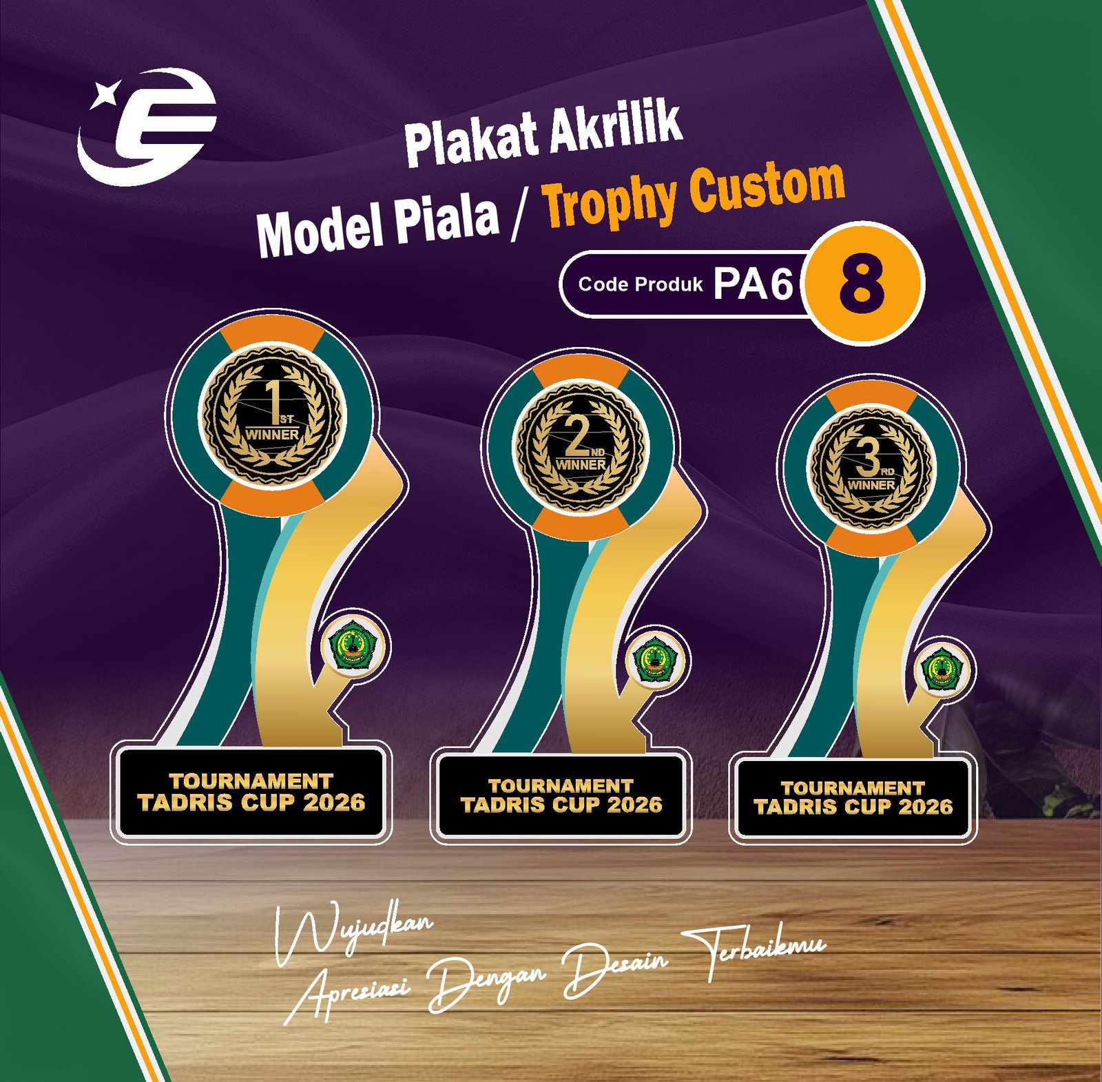 Plakat Akrilik Model Piala / Trophy Custom PA6 (1-10)