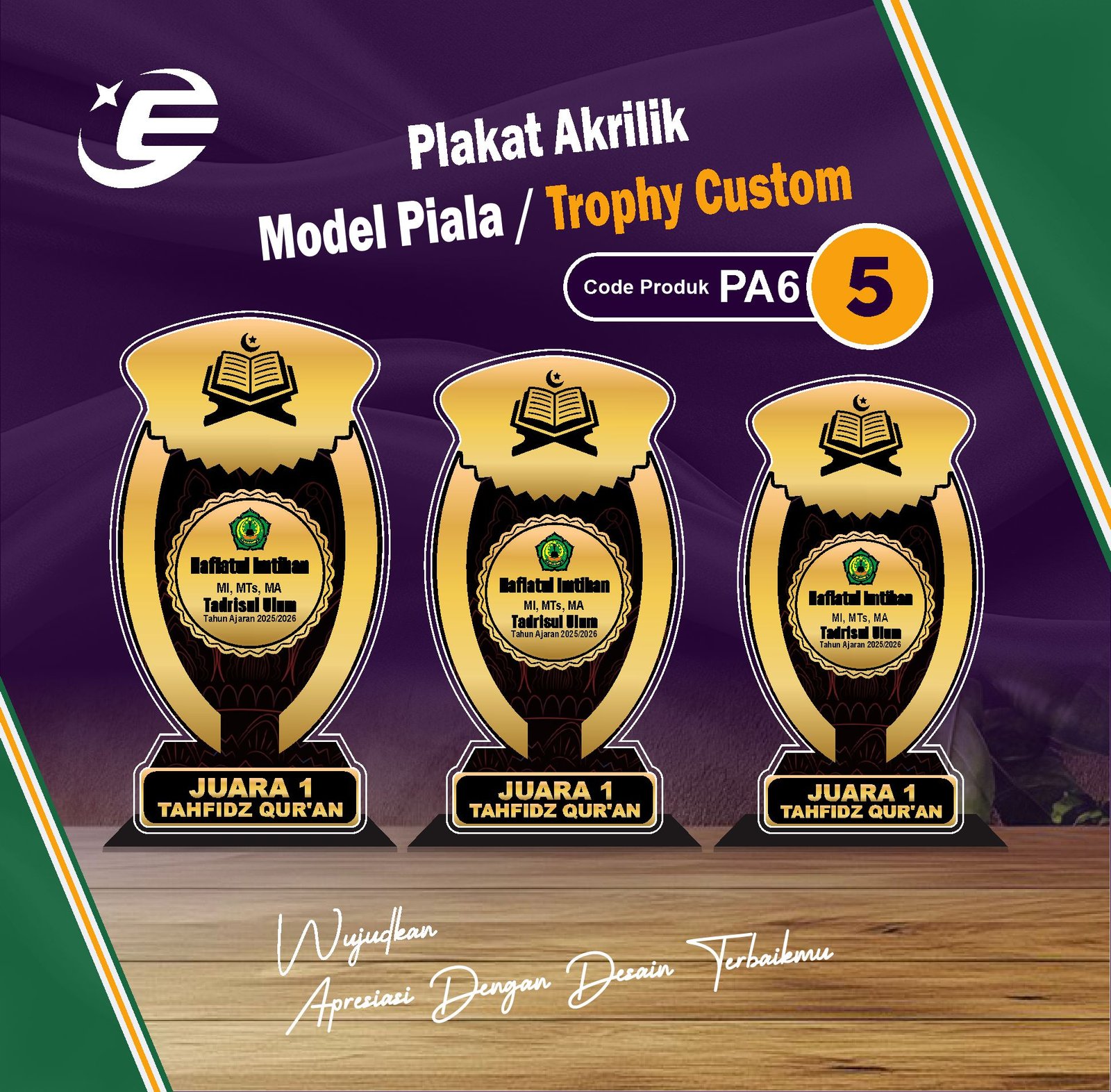 Plakat Akrilik Model Piala / Trophy Custom PA6 (1-10)