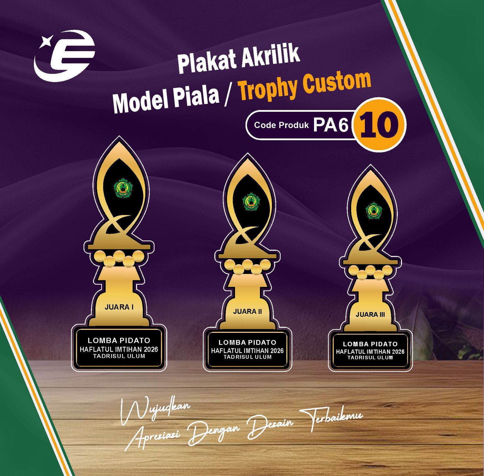Plakat Akrilik Model Piala / Trophy Custom PA6 (1-10)