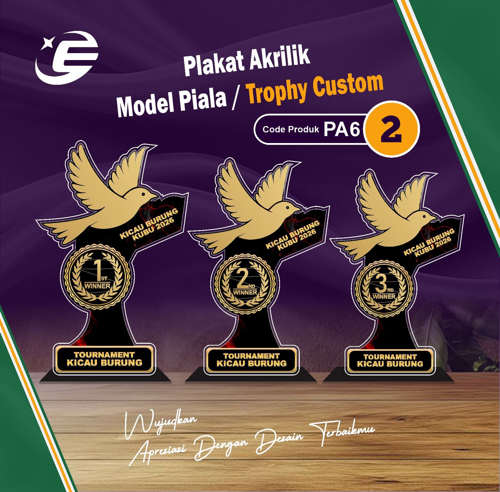 Plakat Akrilik Model Piala / Trophy Custom PA6 (1-10)