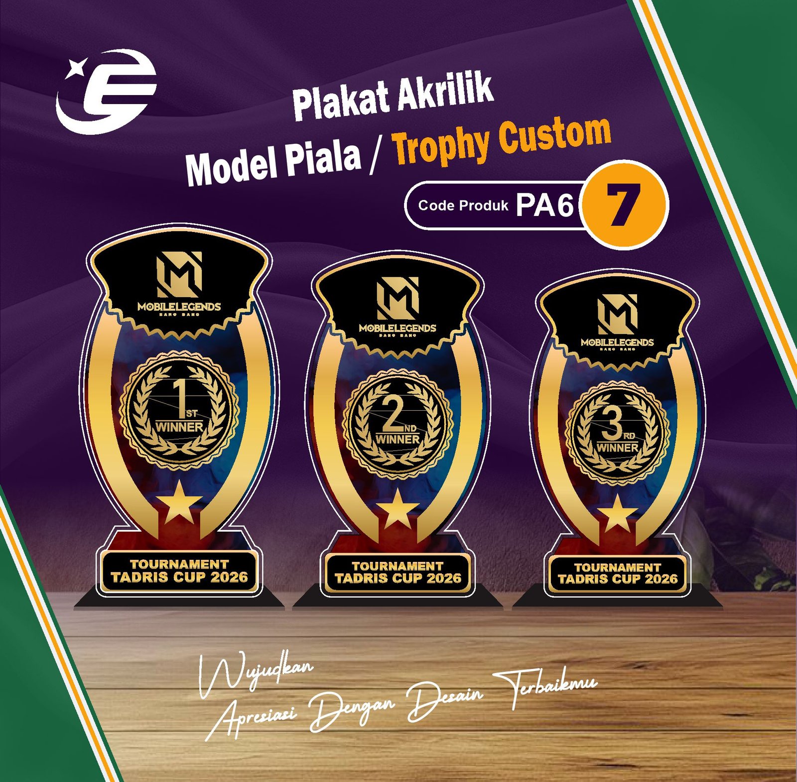 Plakat Akrilik Model Piala / Trophy Custom PA6 (1-10)