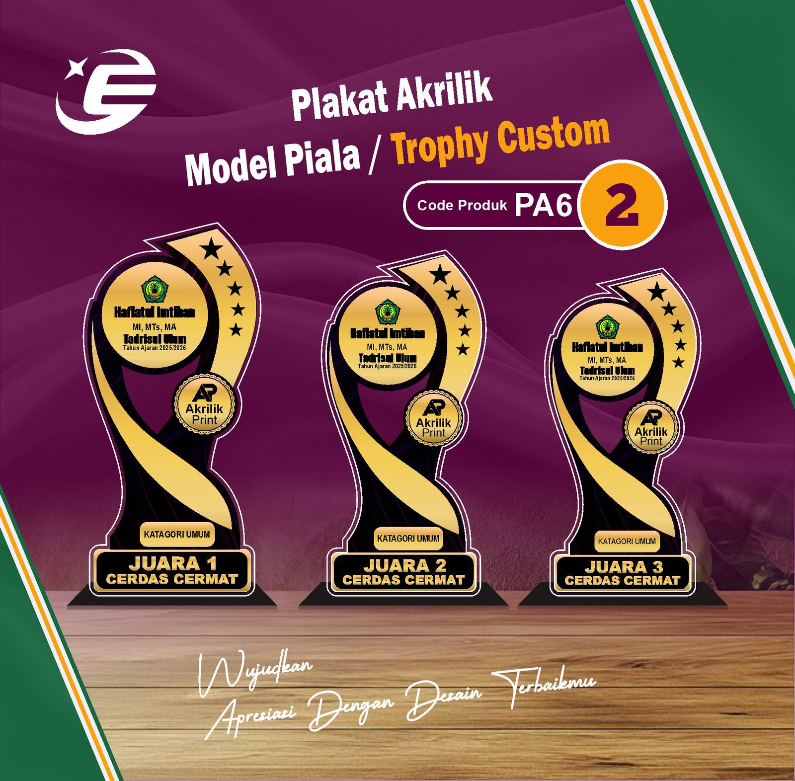 Plakat Akrilik Model Piala / Trophy Custom PA7 (1-2)