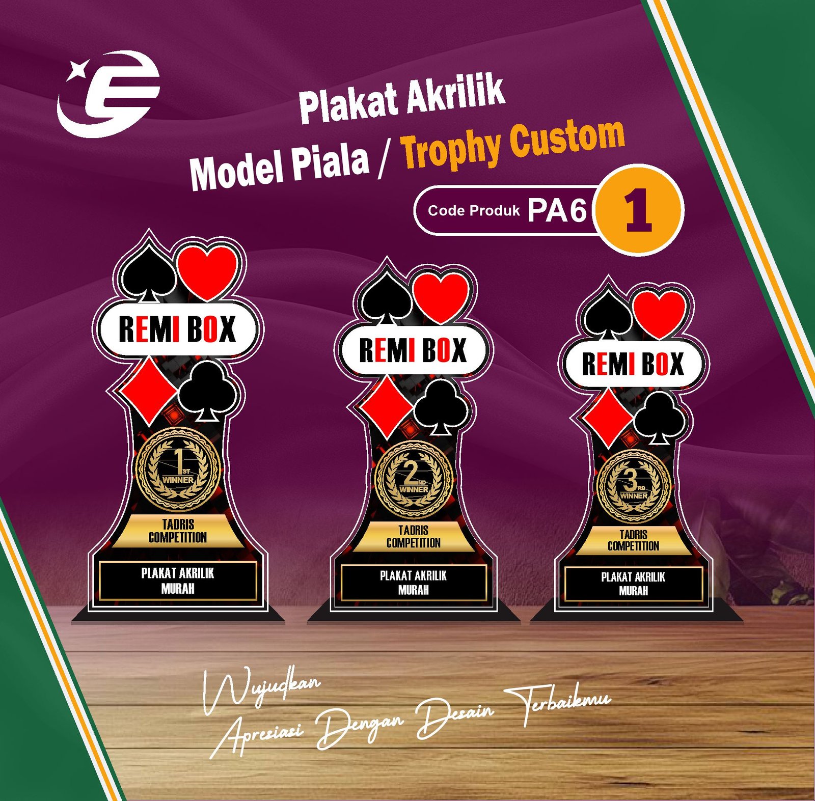 Plakat Akrilik Model Piala / Trophy Custom PA7 (1-2)