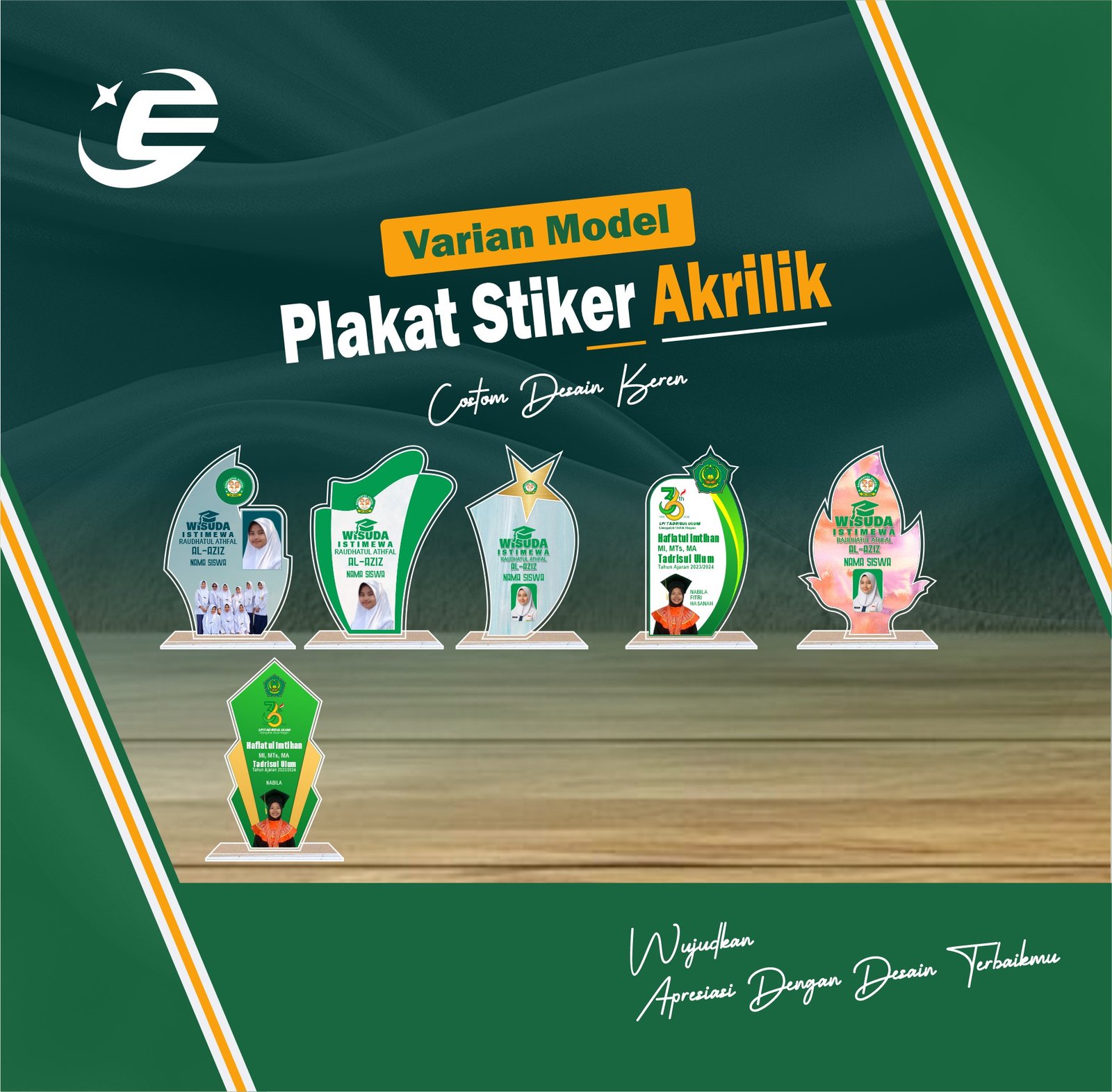 Plakat Akrilik Stiker 2mm PA4(1-6)